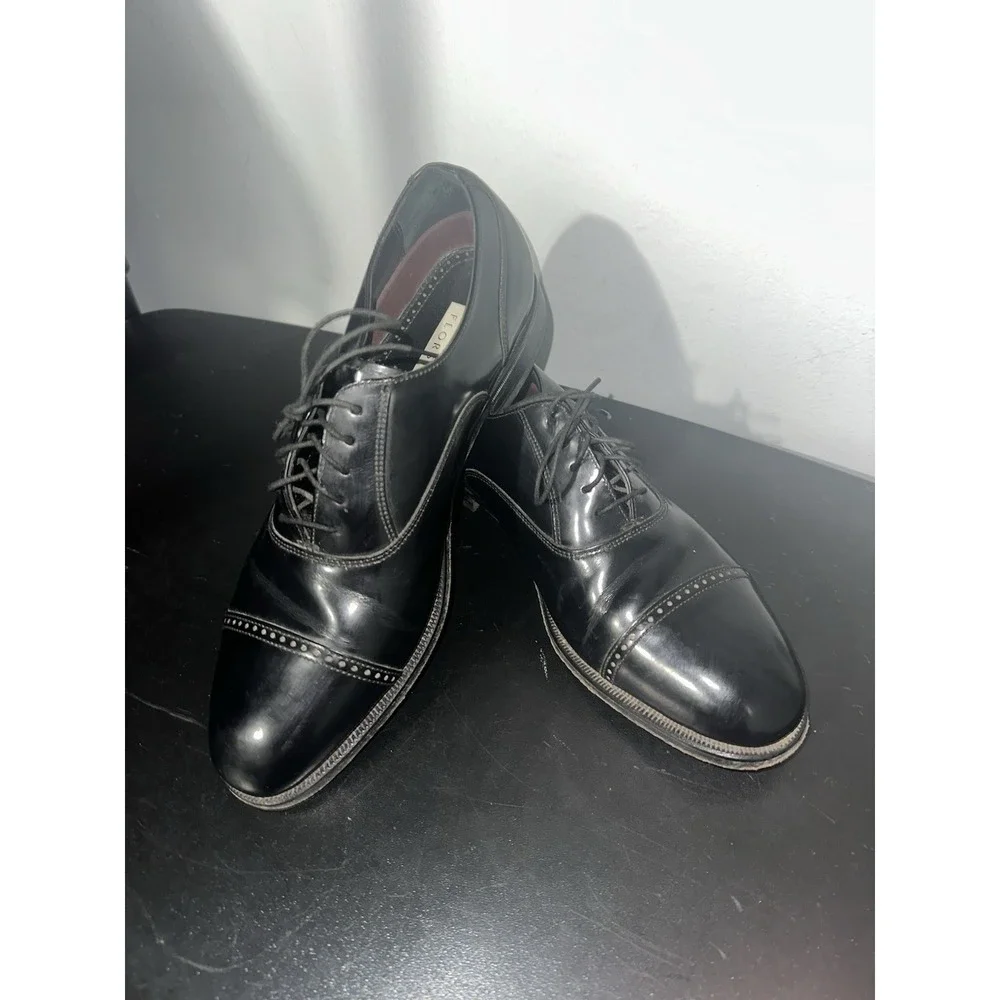 Florsheim Black Leather Dress Shoes Mens  Lexington Cap Toe Oxford 20382 Size 9